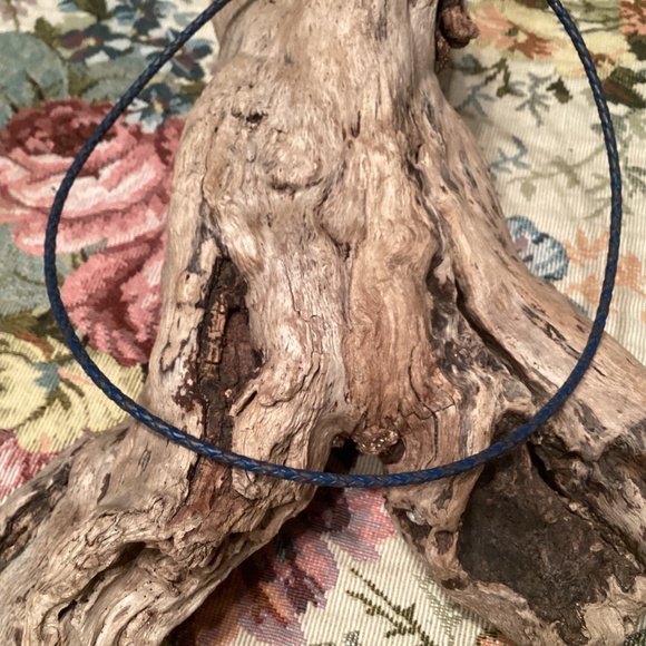 Braided Blue/Brown Leather Cord Necklace 20” - Picture 3 of 4